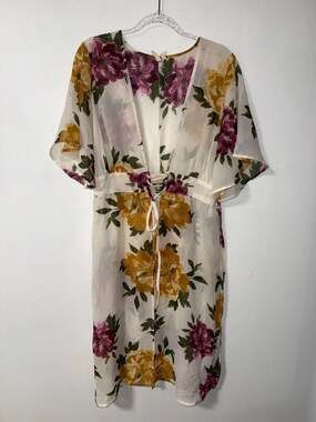 Feathers Floral Lace-Up Tunic Kimono Size 1X